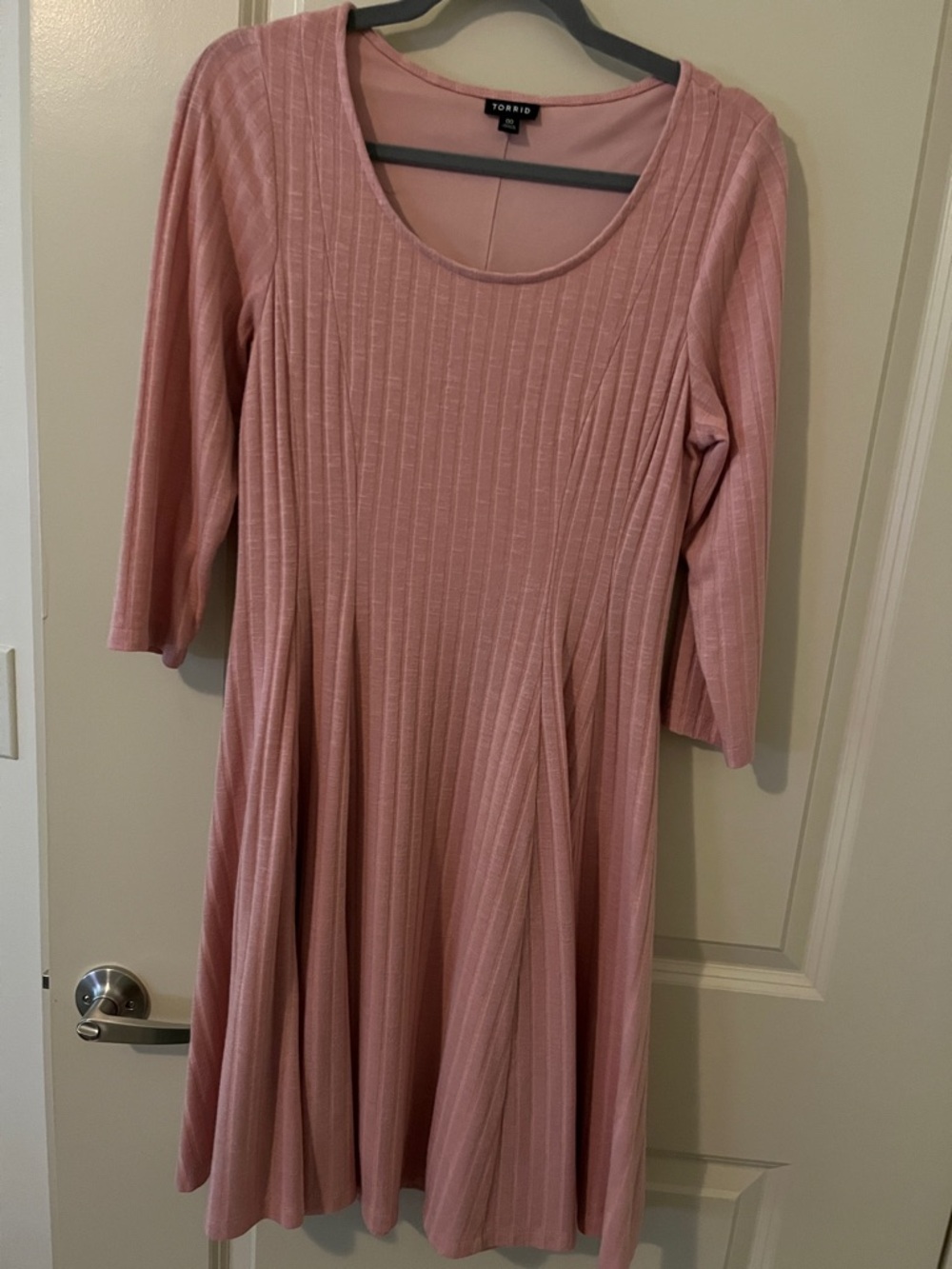 torrid Dusty Rose Ribbed Scoop-Neck Midi fit and flare preppy whimsical dress